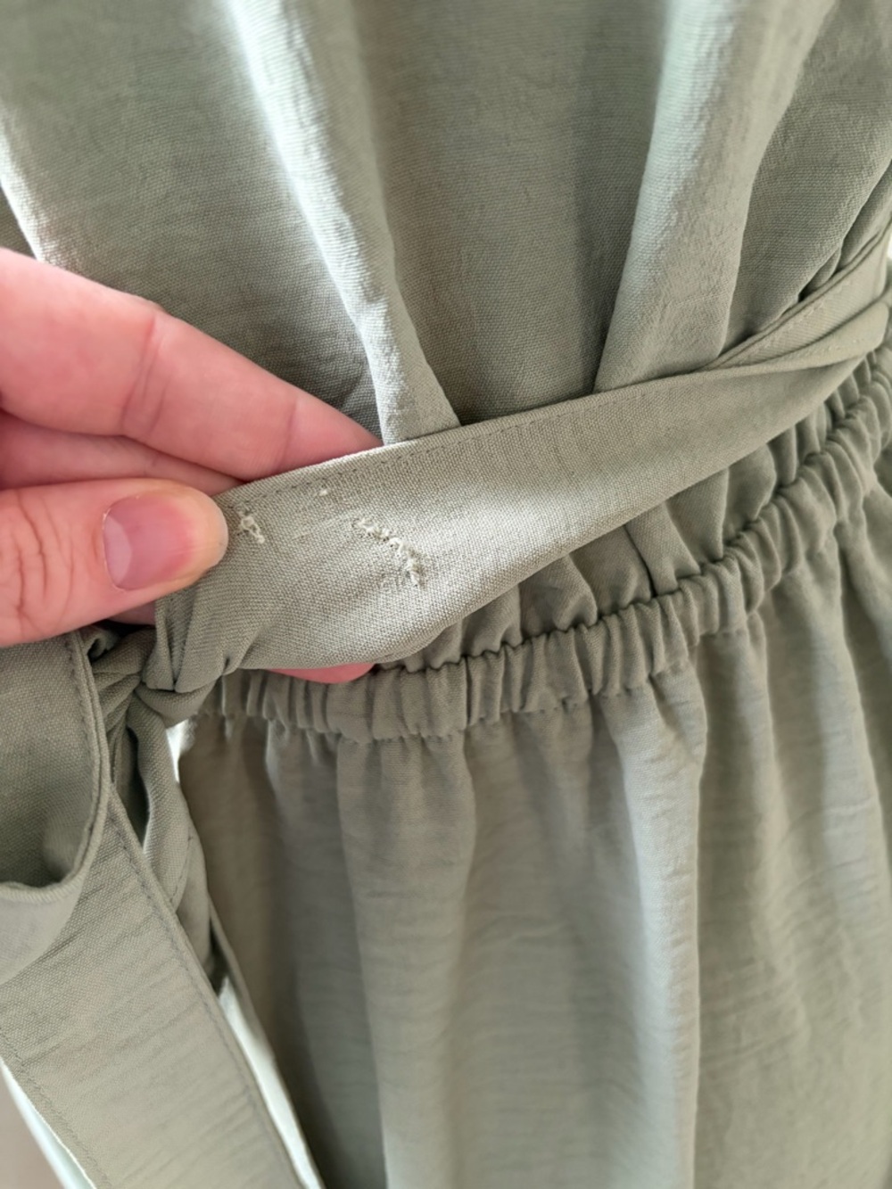 Lucky Brand Sage Green Midi Dress Flutter Sleeve Tie Waist Medium - Picture 7 of 9